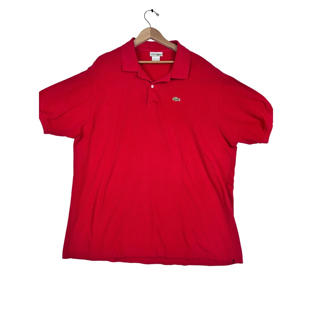 Lacoste Size 9 2XL/3XL Vintage Made in France Red Polo Shirt Pique Preppy